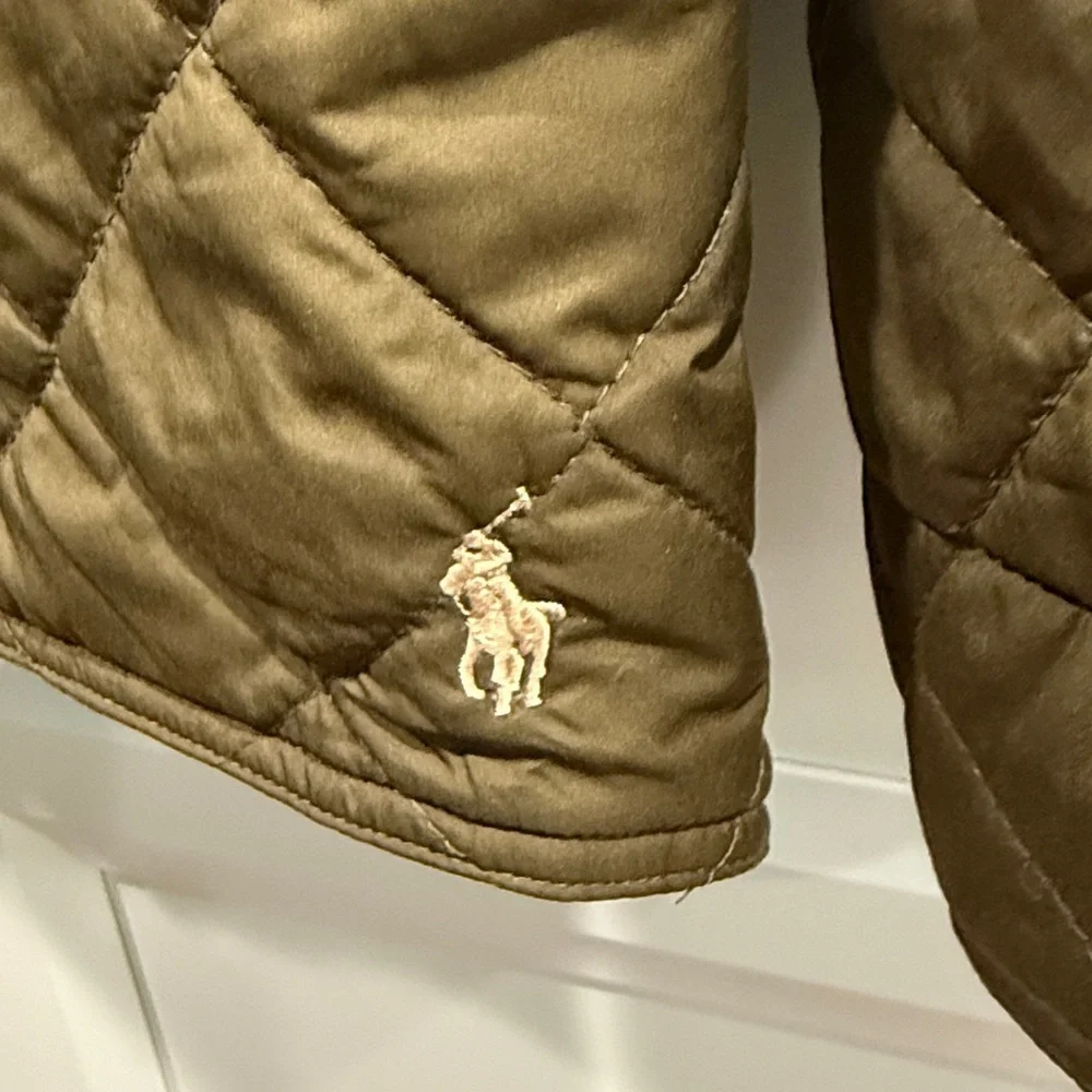 Polo Ralph Lauren kids size 14/16 Large green quilted snap front barn coat